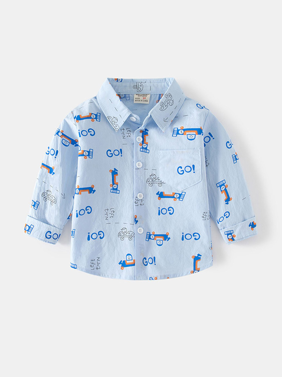 

LULU & SKY Boys Opaque Printed Casual Shirt, Blue