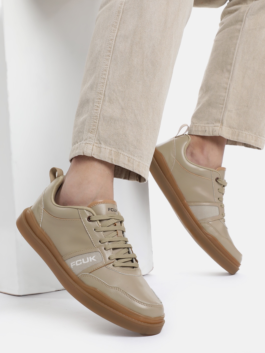 

FCUK Men Everyday Sneakers, Beige