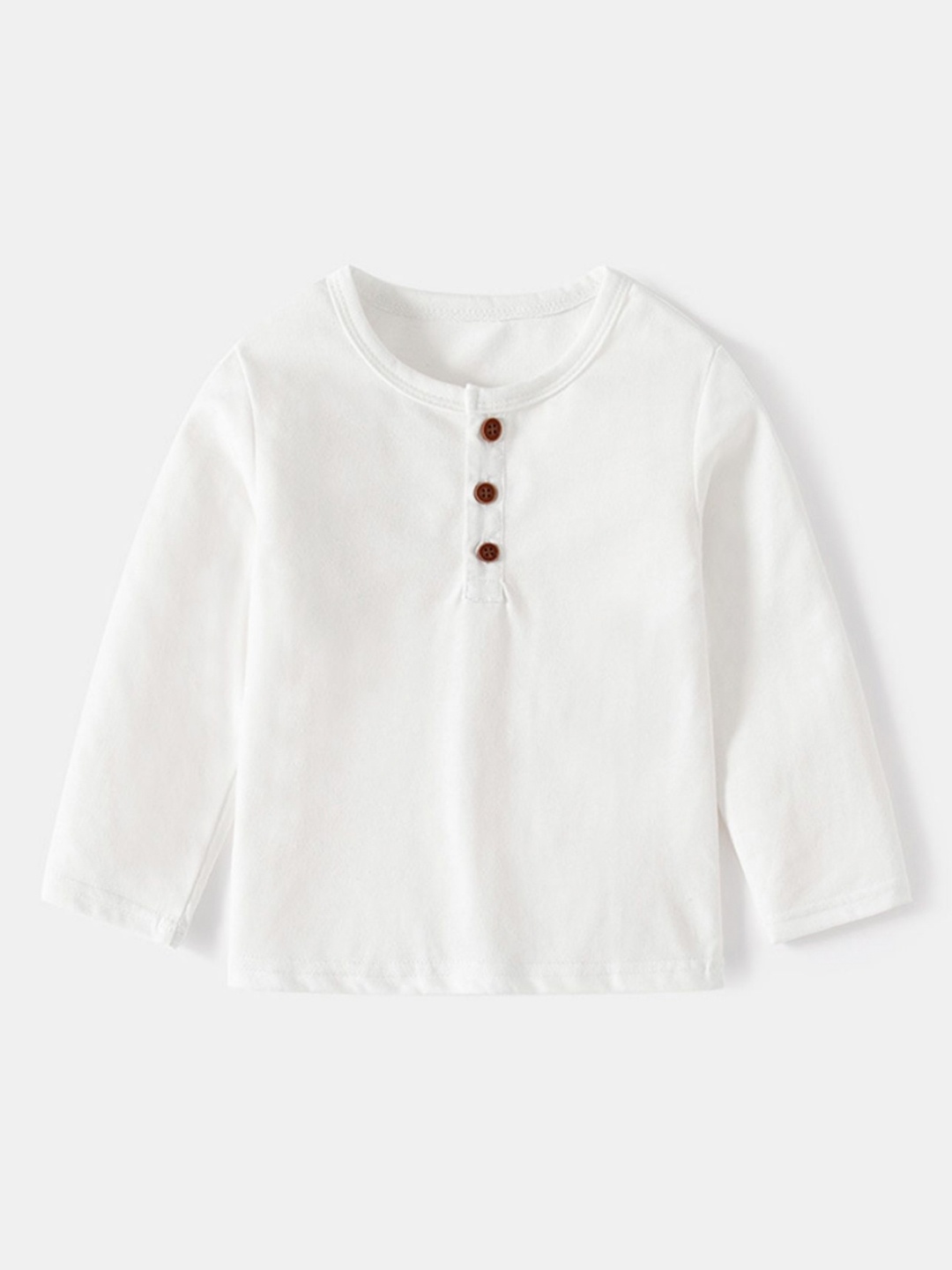 

LULU & SKY Boys Solid Henley Neck Cotton T-shirt, White
