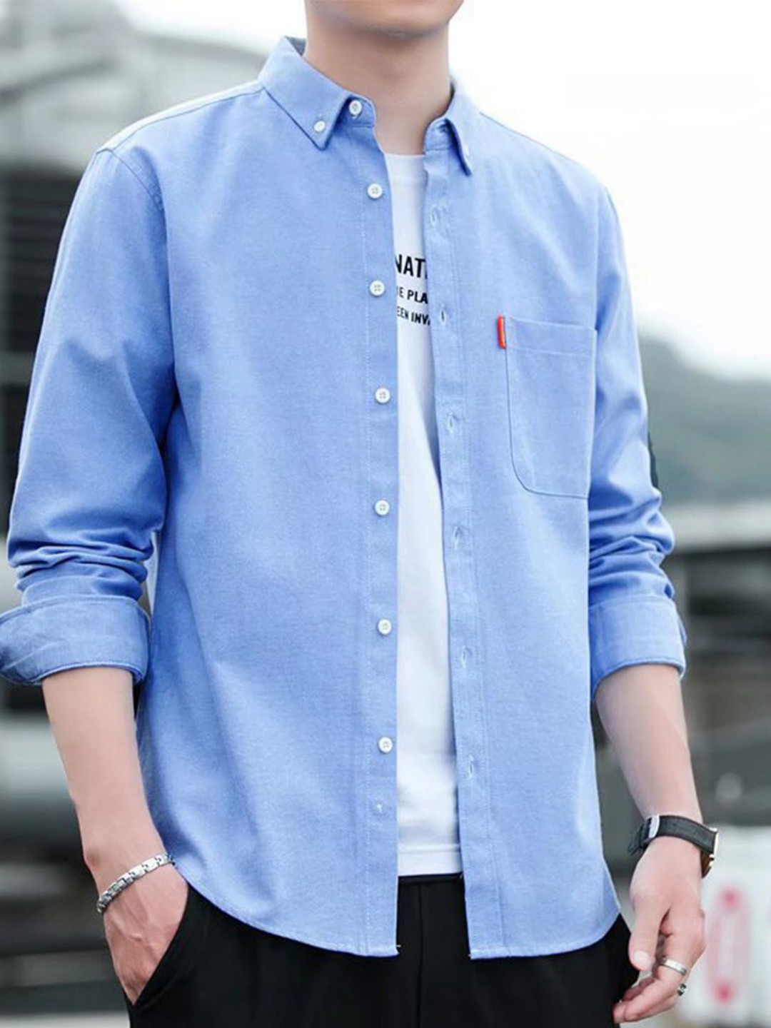 

HERE&NOW Men Opaque Casual Shirt, Blue