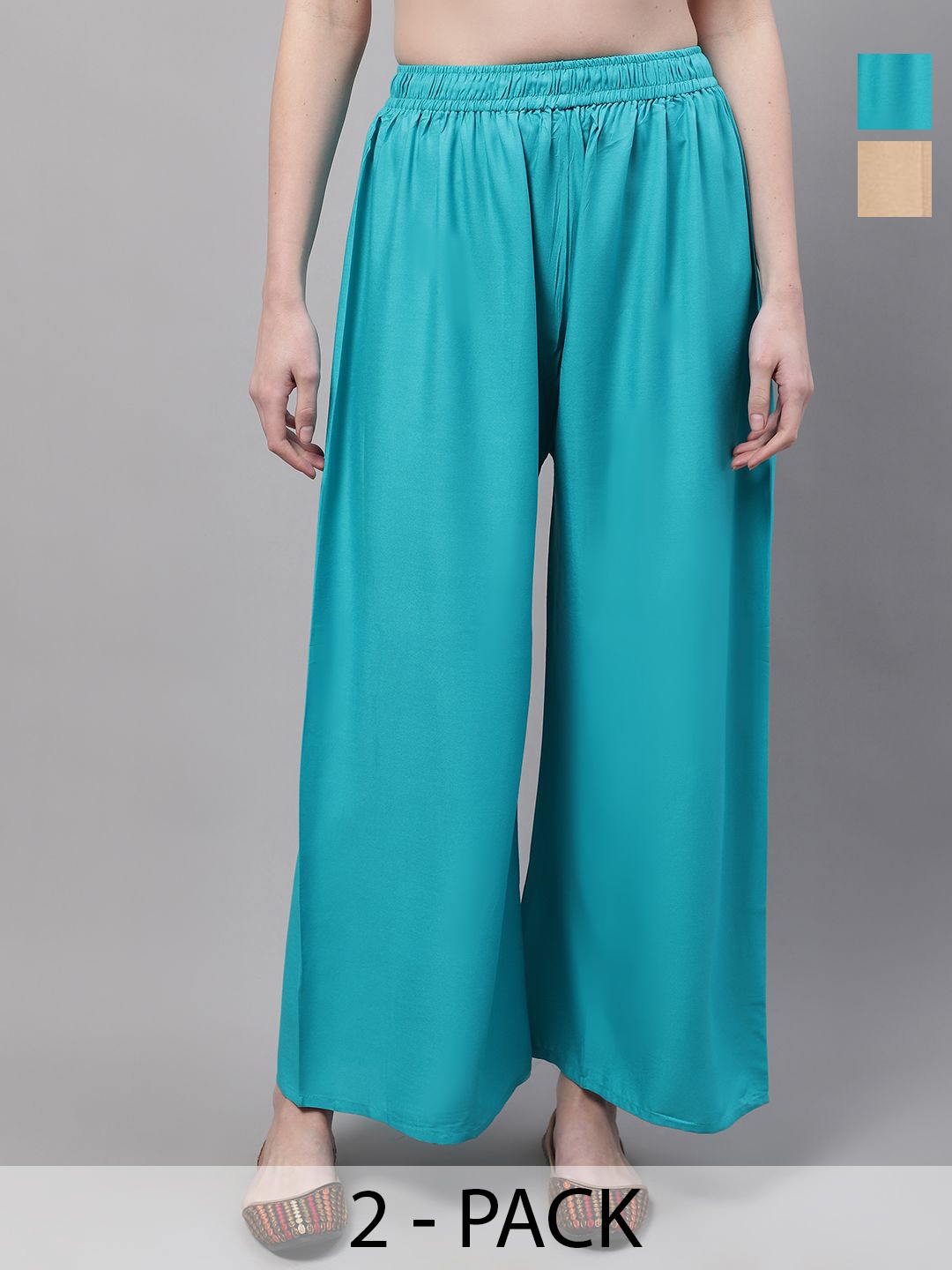 

Valles365 by S.C. Women 2 Flared Palazzos, Beige