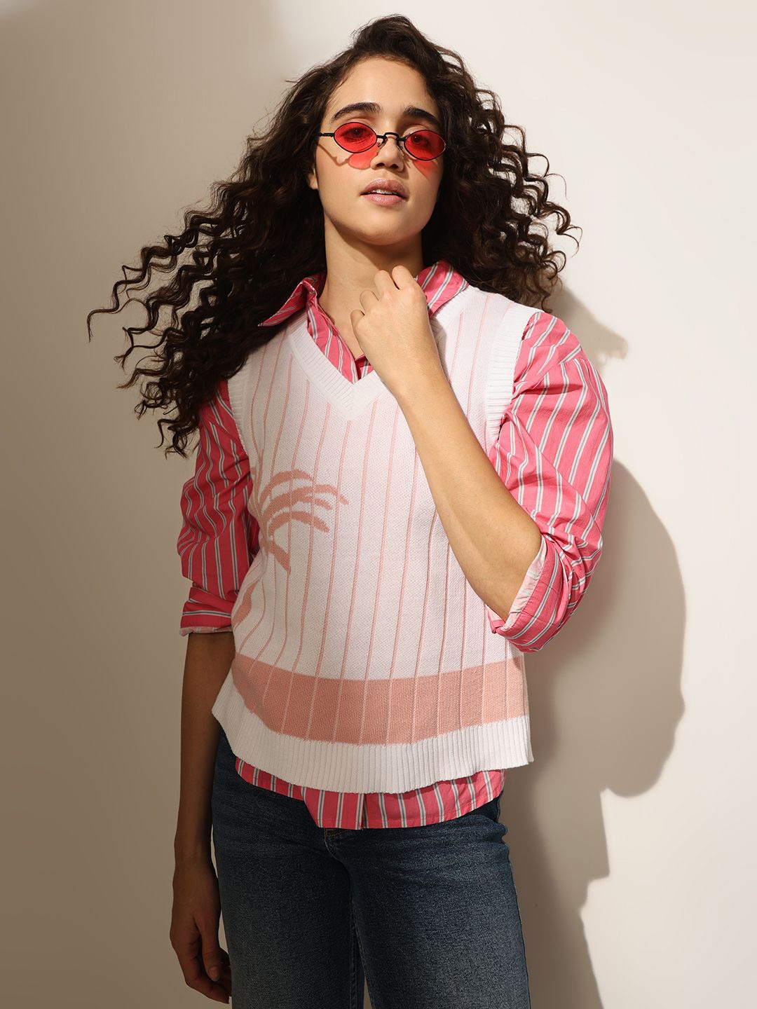 

ONLY Women Floral Cardigan with Fuzzy Detail, Pink