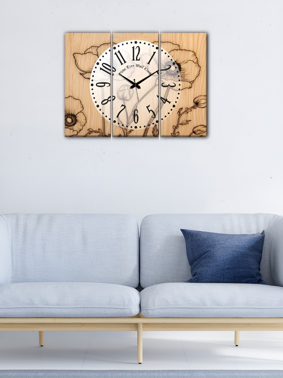

OLIVE TREE Brown & Beige 3 Pieces Printed Analogue Vintage Wooden Wall Clocks