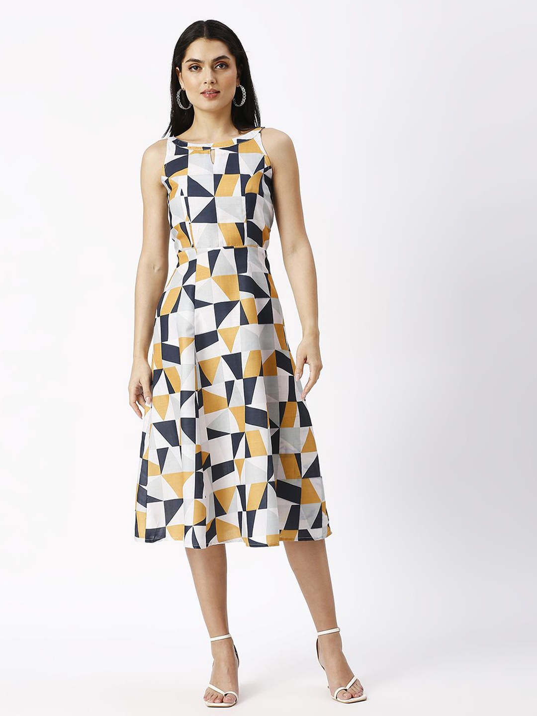 

Noia Print A-Line Midi Dress, White