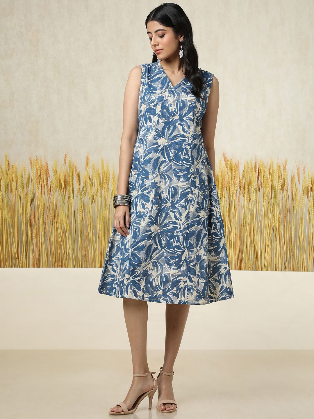 

Soch Floral Print A-Line Dress, Beige