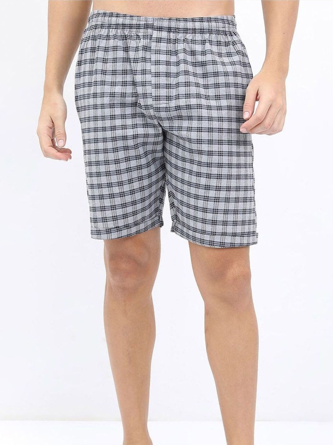 

URBANICE Men Checked Training or Gym with Technology Shorts, Navy blue