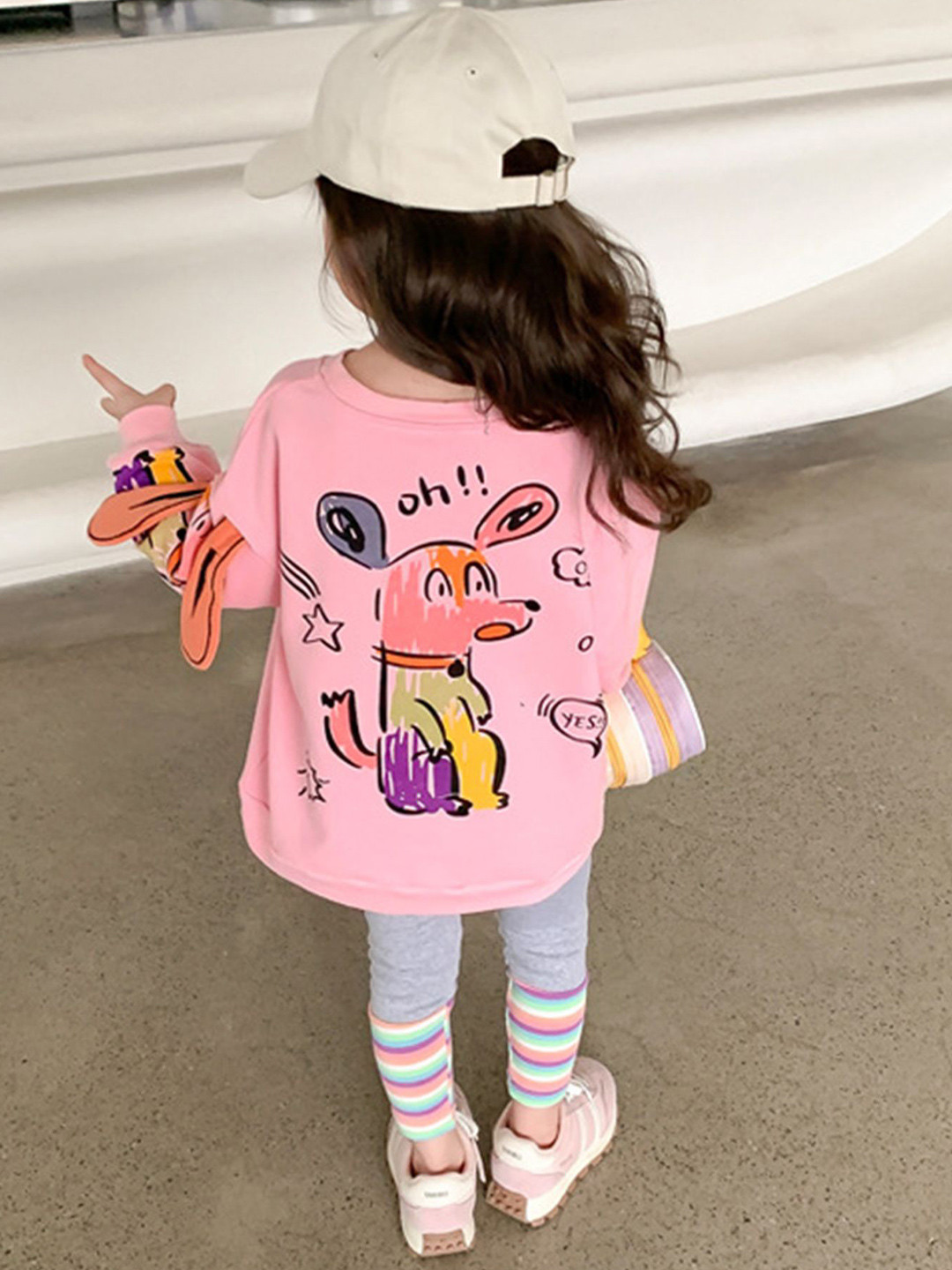 

LULU & SKY Girls Pure Cotton Sweatshirt With Leggings, Pink