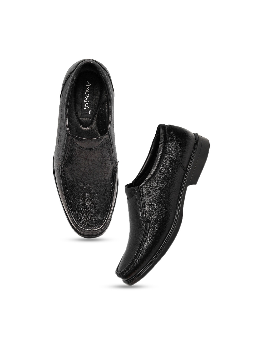 

ARAMISH Men Leather Formal Slip-Ons, Black