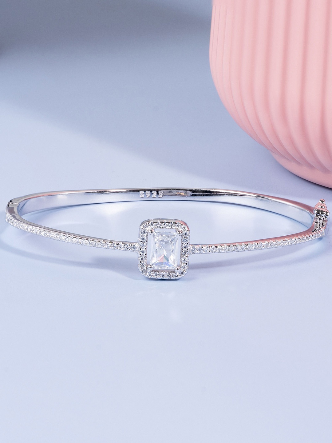 

GLYTERS Women Sterling Silver Rhodium-Plated Bangle-Style Bracelet
