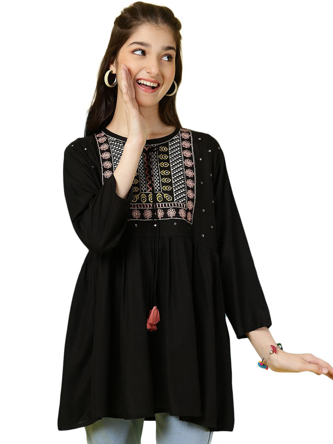 

Miss & Chief Embroidered Top, Black