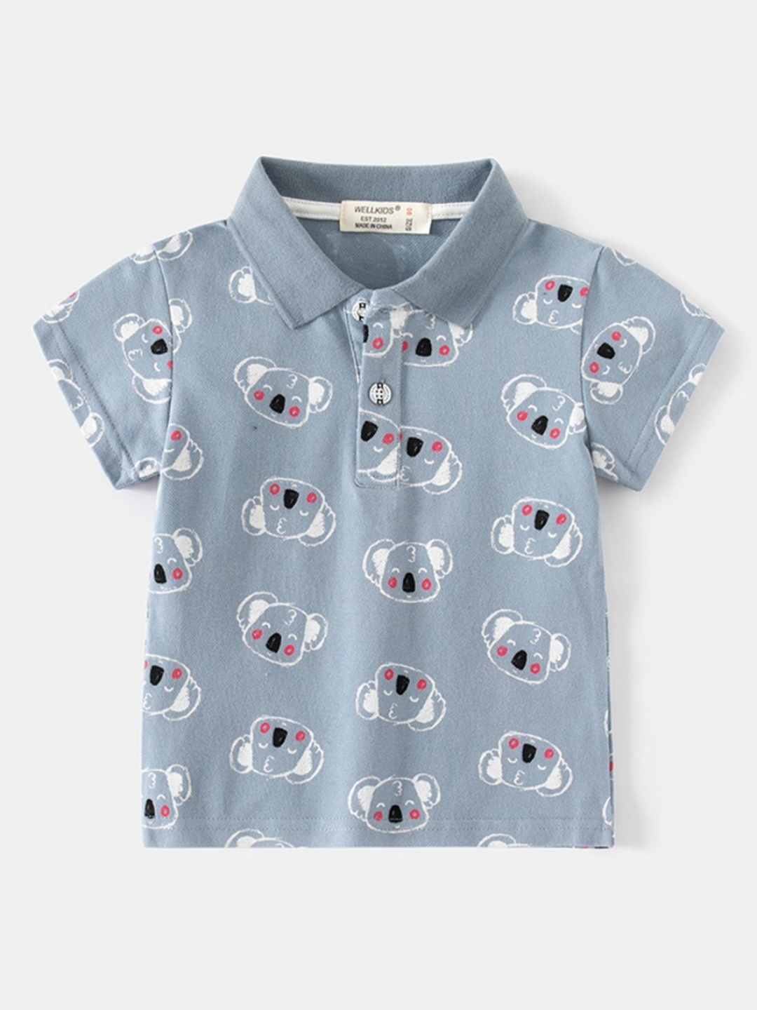 

LULU & SKY Boys Printed Polo Collar Organic Cotton Applique T-shirt, Blue