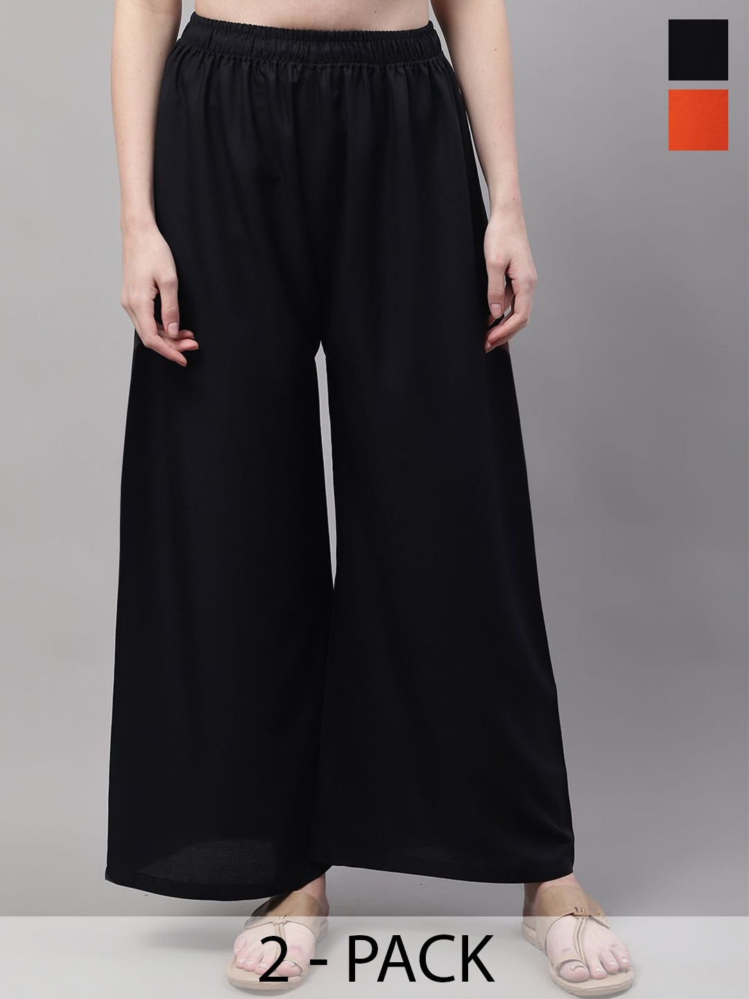 

Valles365 by S.C. Women 2 Flared Palazzos, Black