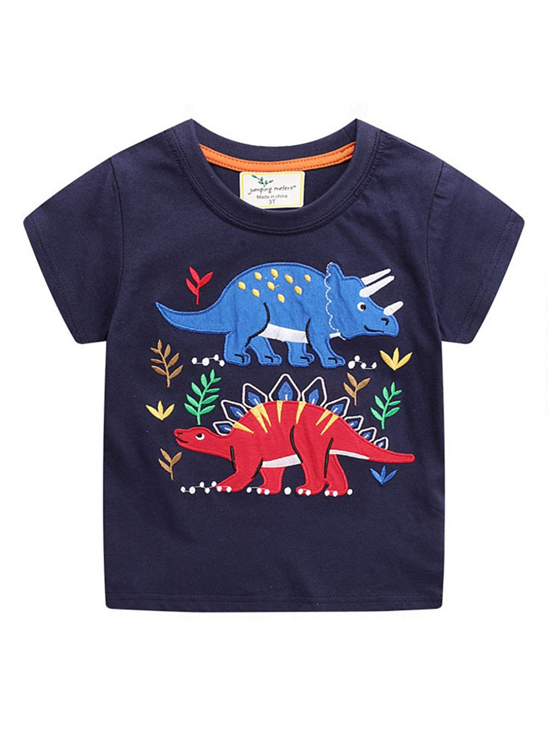 

LULU & SKY Boys Typography Printed Applique T-shirt, Blue