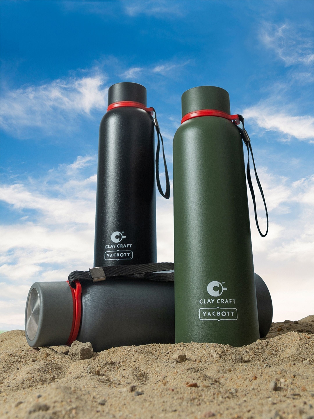 

CLAY CRAFT Everest Grey Printed Stainless Steel Double Wall Vacuum Water Bottle 700 ml