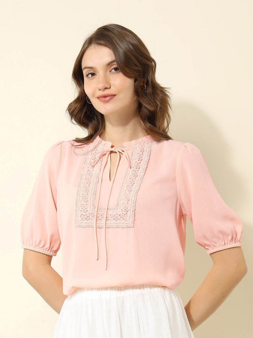 

U.S. Polo Assn. Women Puff Sleeve Top, Pink