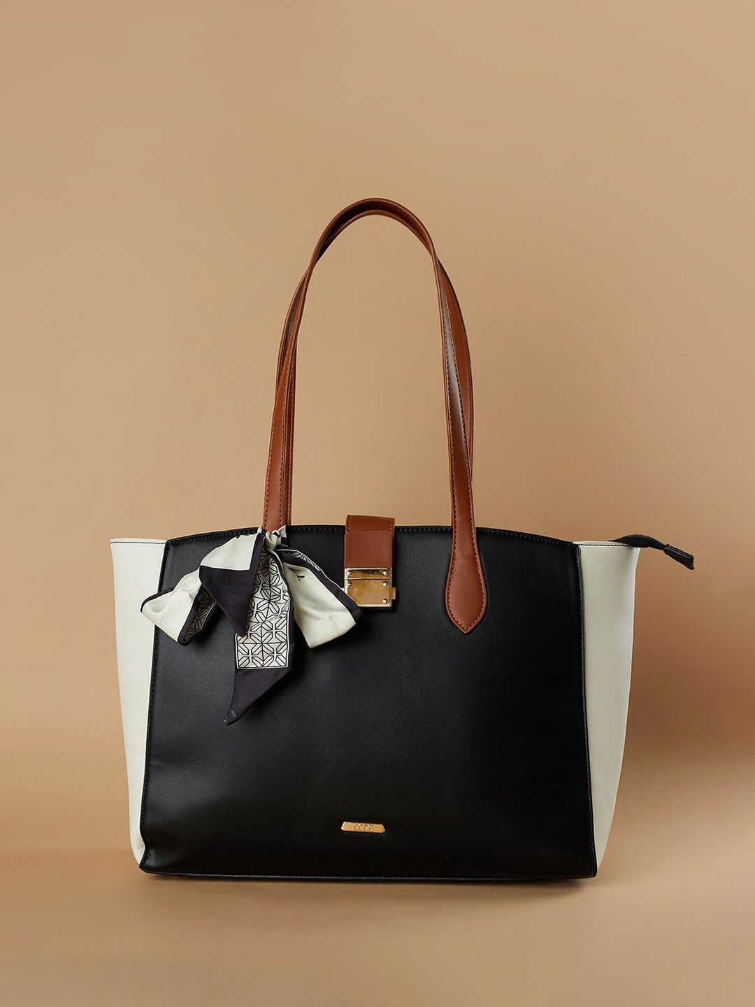 

CODE by Lifestyle PU Structured Shoulder Bag with Bow Detail, Black