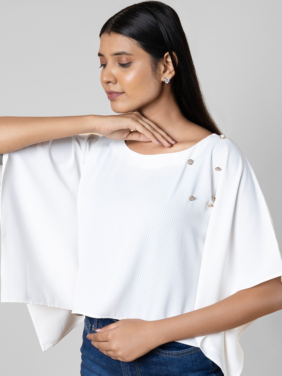 

NOT SO PINK Batwing Sleeve Kaftan Top, White