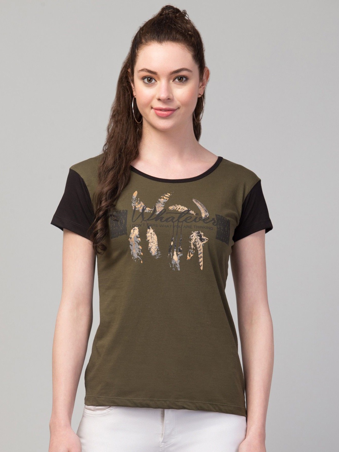 

CLOTHY Women Printed T-shirt, Green