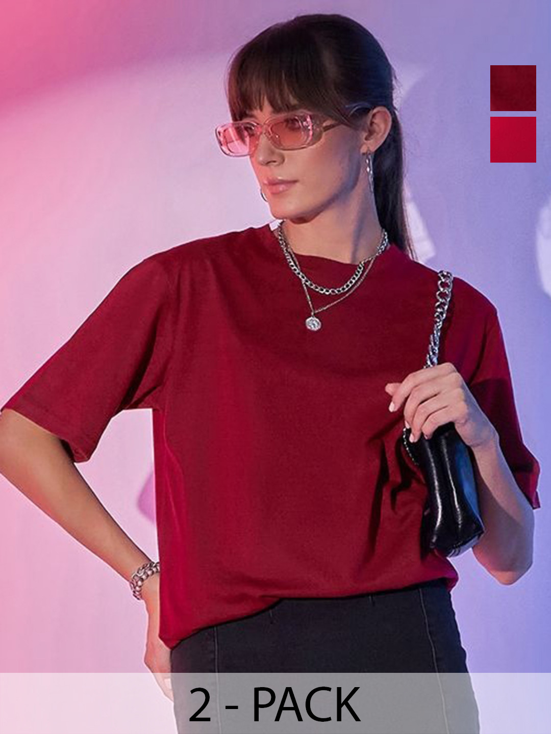 

DIMPY GARMENTS Women 2 Pockets T-shirt, Red