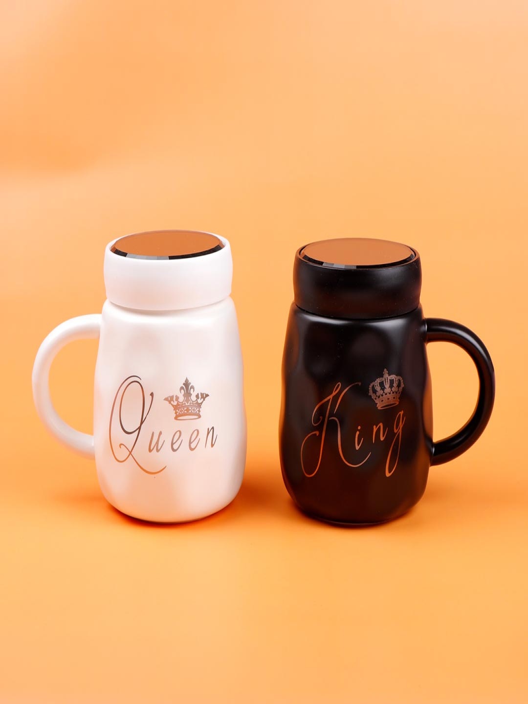 

Archies White & Black 2 Pieces King & Queen Printed Printed Matte Ceramic Tumbler Set
