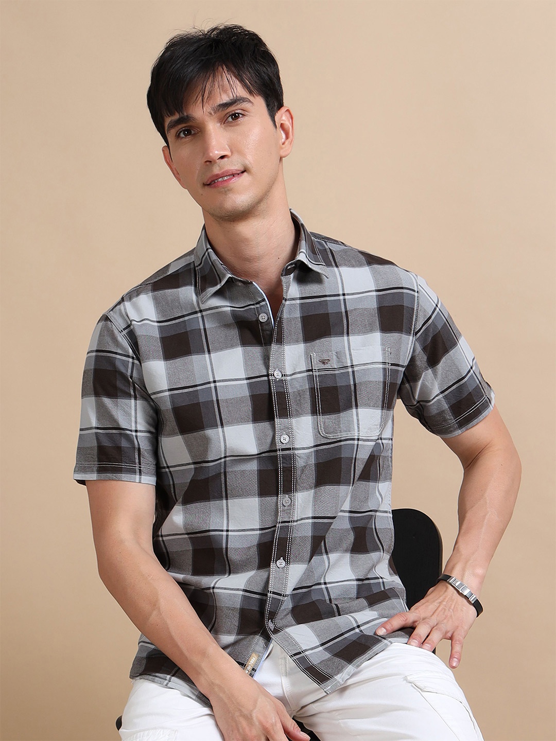 

RIGS AND RAGS Men Classic Tartan Checks Opaque Checked Casual Shirt, Green