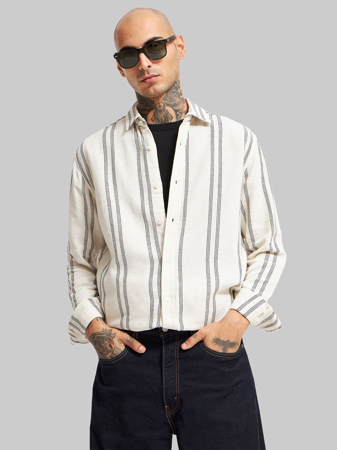 

Underrated Club Men Opaque Striped Casual Shirt, White