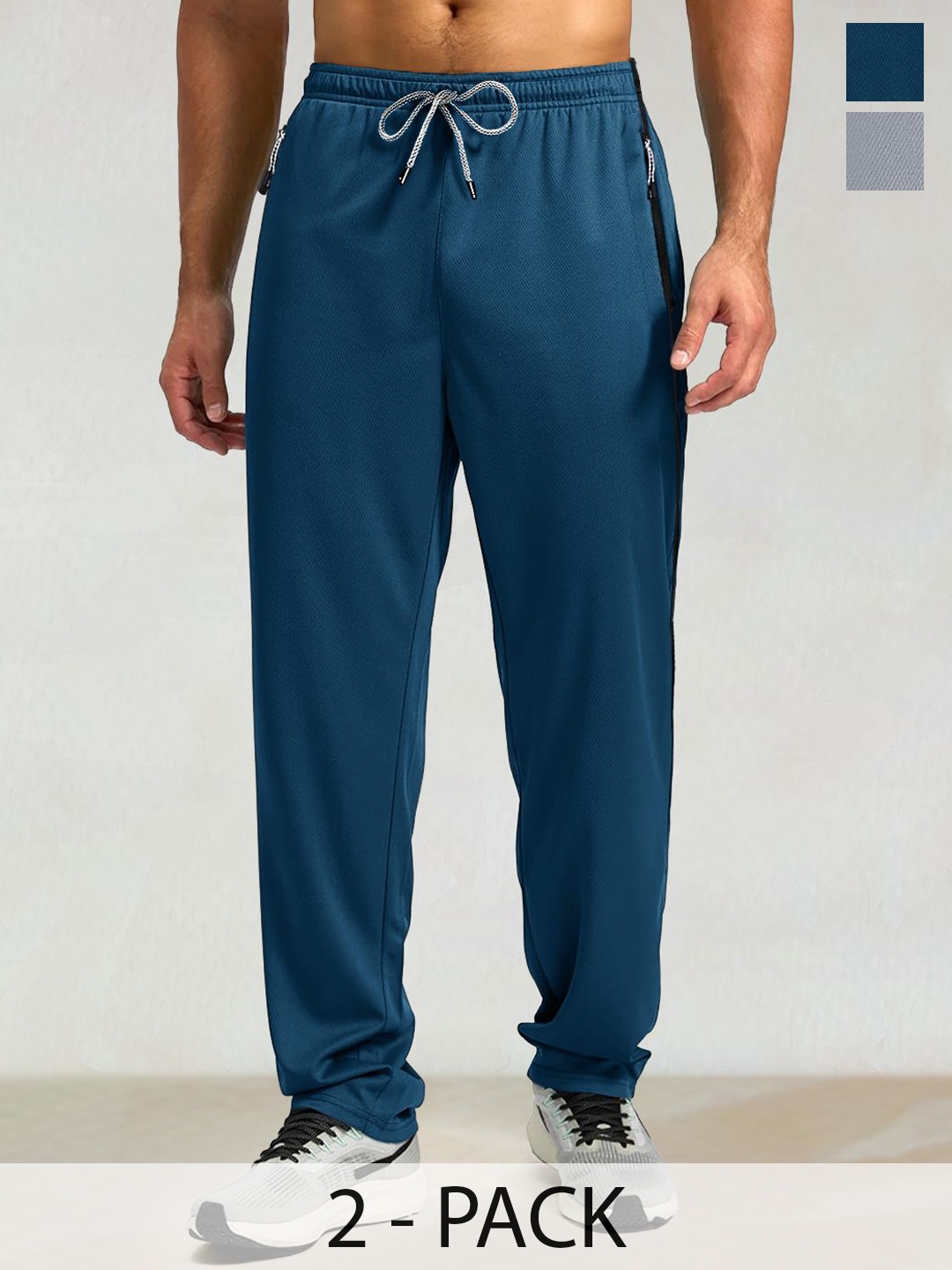 

Moda Rapido Men Pack Of 2 Mid-Rise Track Pants, Blue