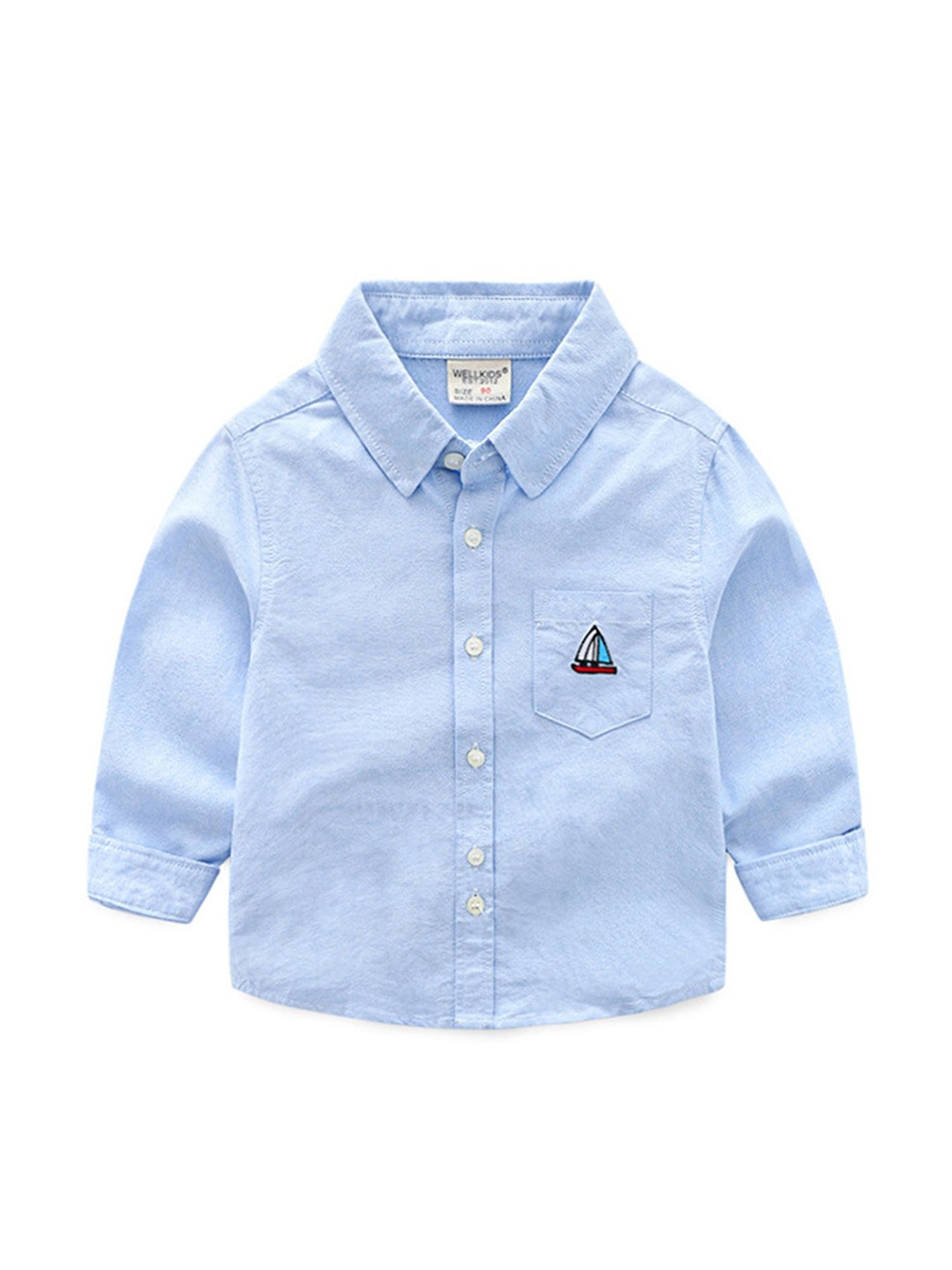 

LULU & SKY Boys Solid Spread Collar Cotton Casual Shirt, Blue