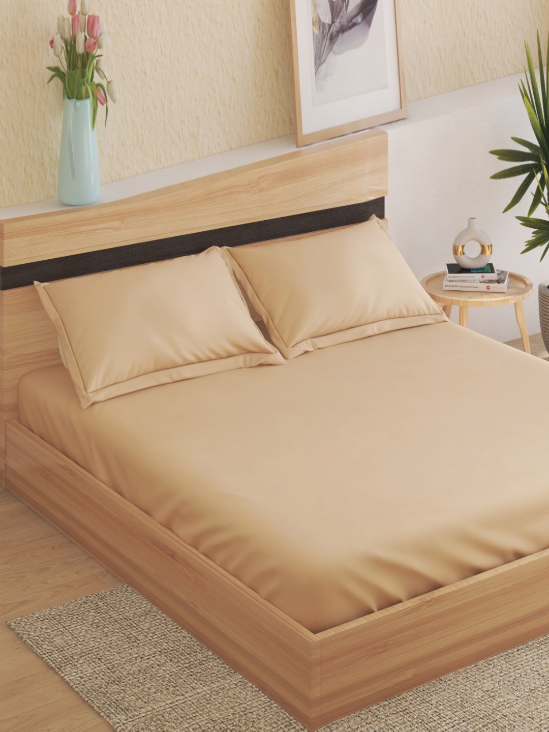 

Home Centre Modern Radiance Beige 300 TC Pure Cotton King Bedsheet Set 1.95 cm x 1.80 cm