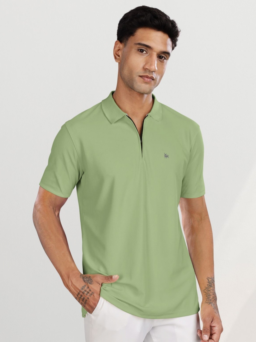 

BULLMER Men Polo Collar T-shirt, Green