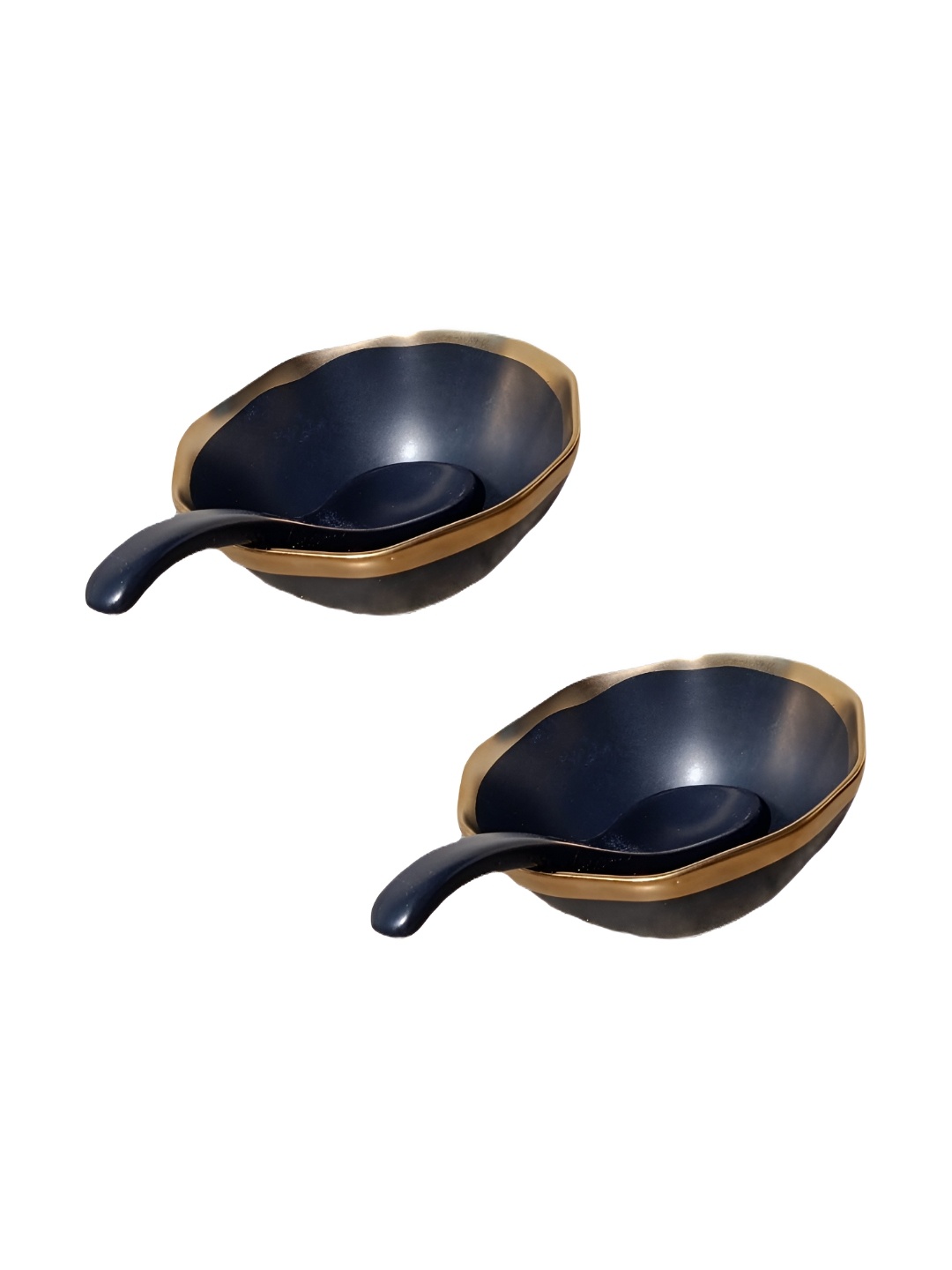 

Shreedah Black 2 Pieces Ceramic Matte Soup Serving Bowls