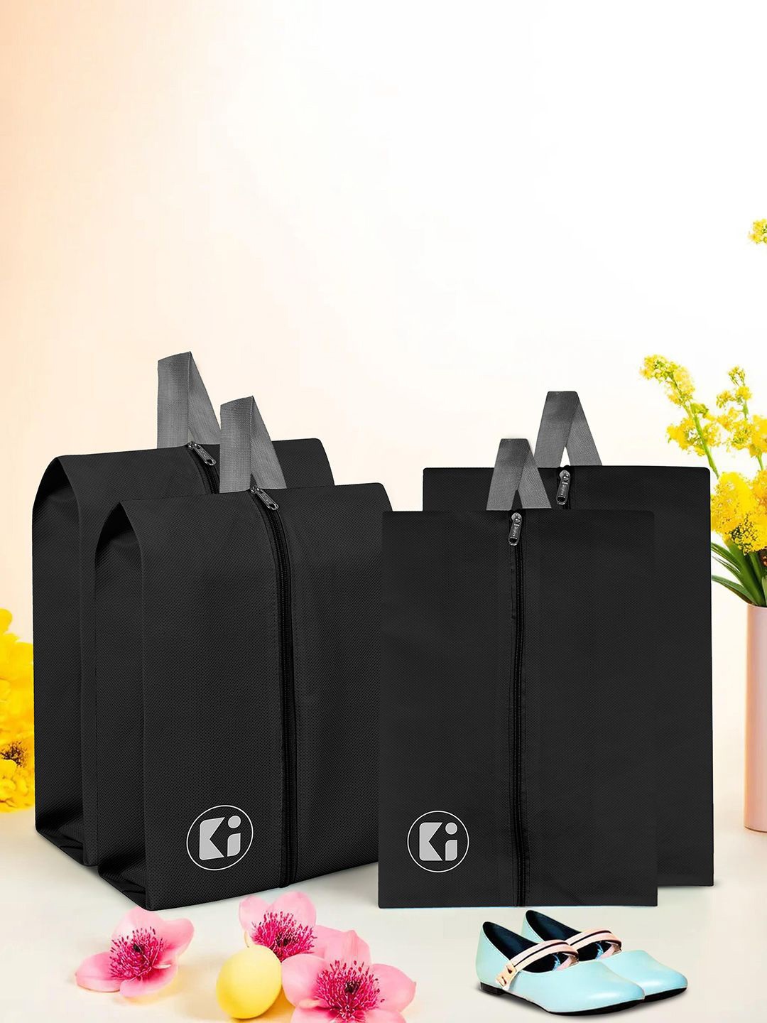 

Kuber Industries Black 4 PiecesRegular Travel Shoes Organisers