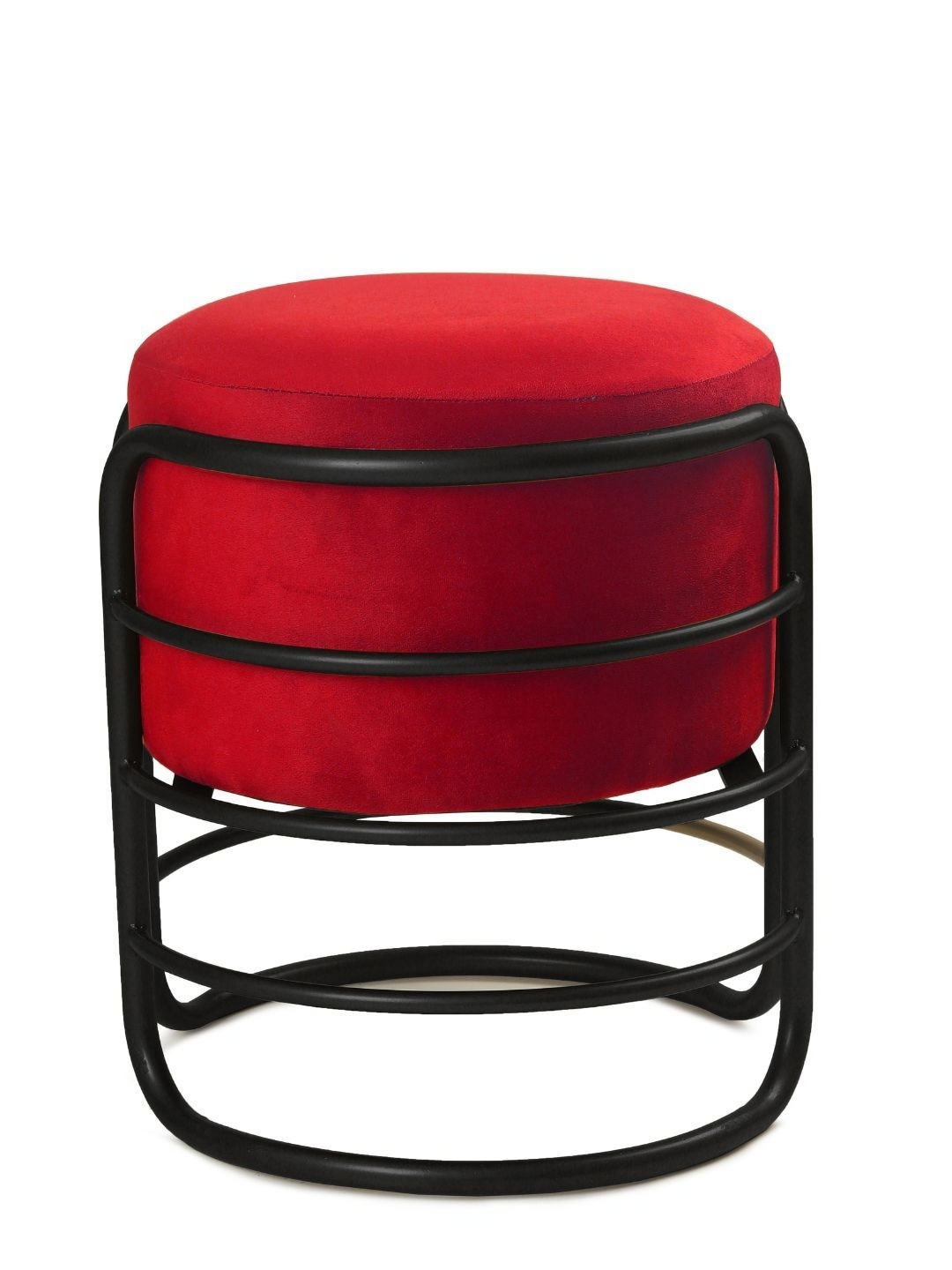 

Blck Homes Oliver Pouffe Red & Black Velvet & Metal Round Without Storage Ottoman