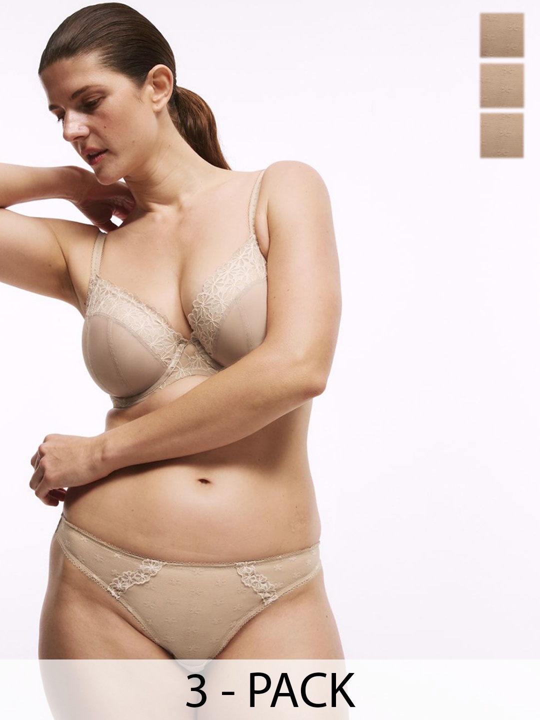 

Marks & Spencer Pack Of 3 Embroidered Low Rise Thong Briefs T615836TROSE QUARTZ, Beige