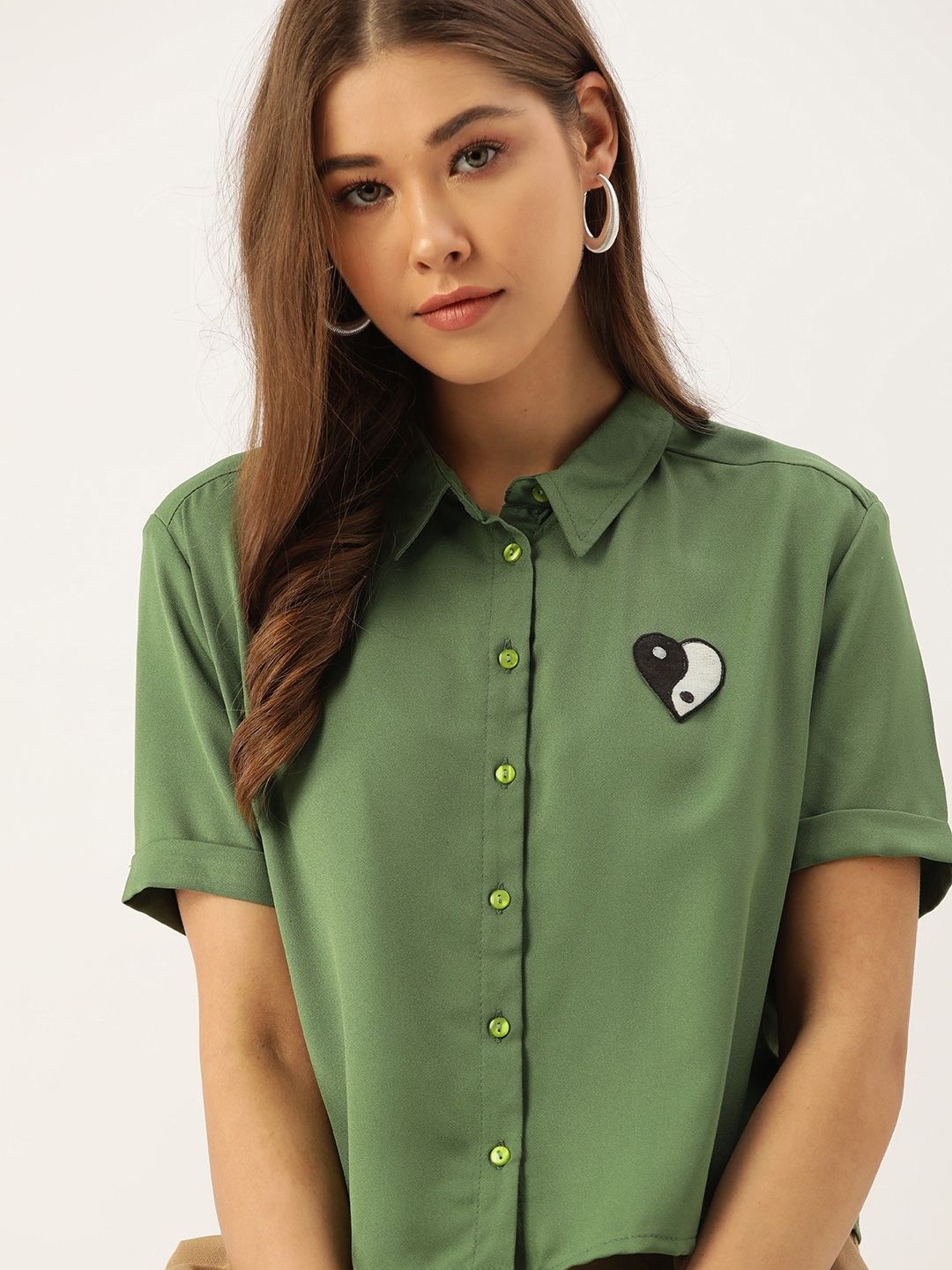 

DressBerry Women Opaque Casual Shirt, Green