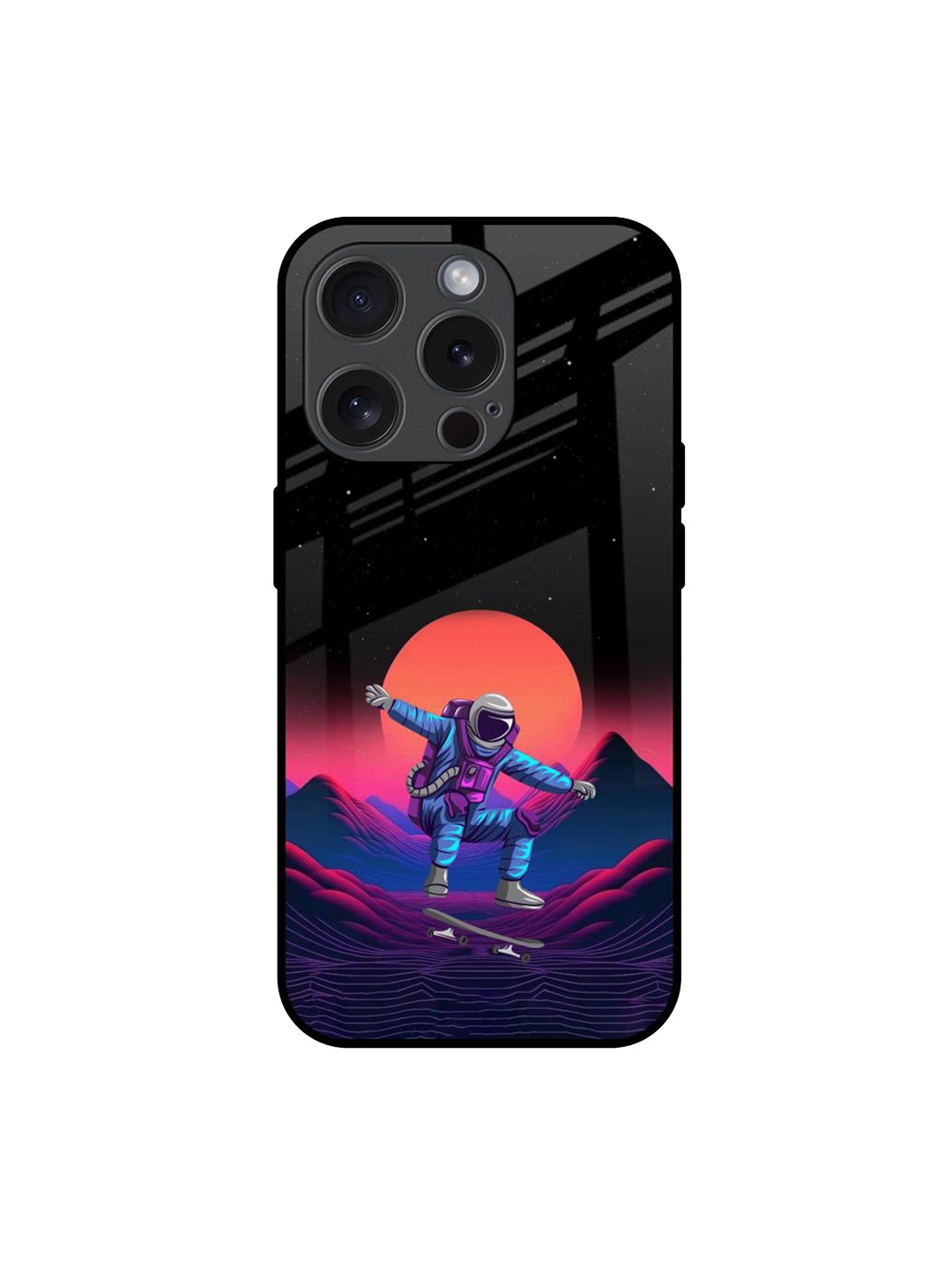 

QRIOH Quirky Printed iPhone 15 Pro Back Case Mobile Accessories, Black