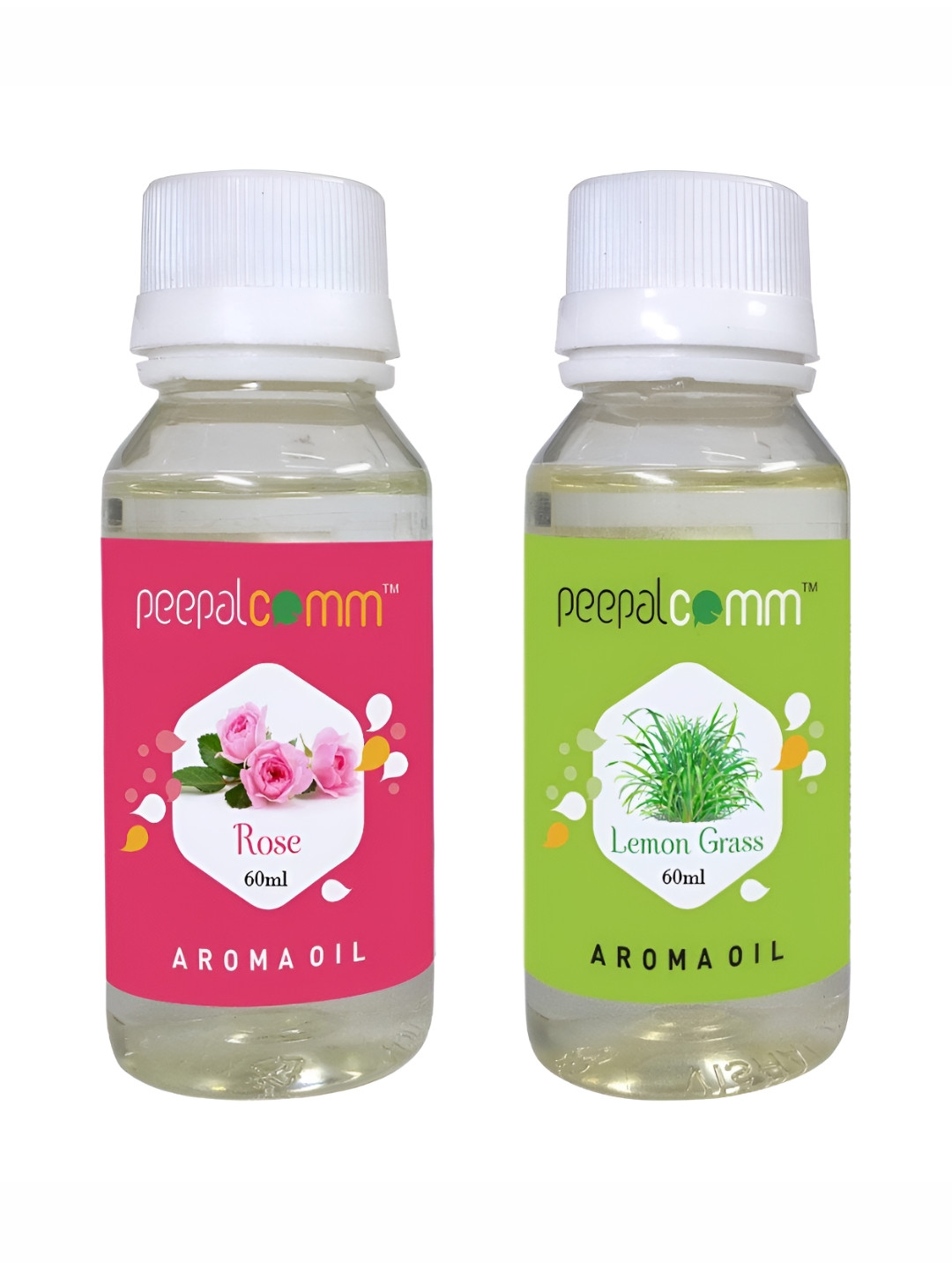 

PEEPALCOMM 2-Pcs Transparent Rose & Lemongrass Aroma Oils - 60 ml
