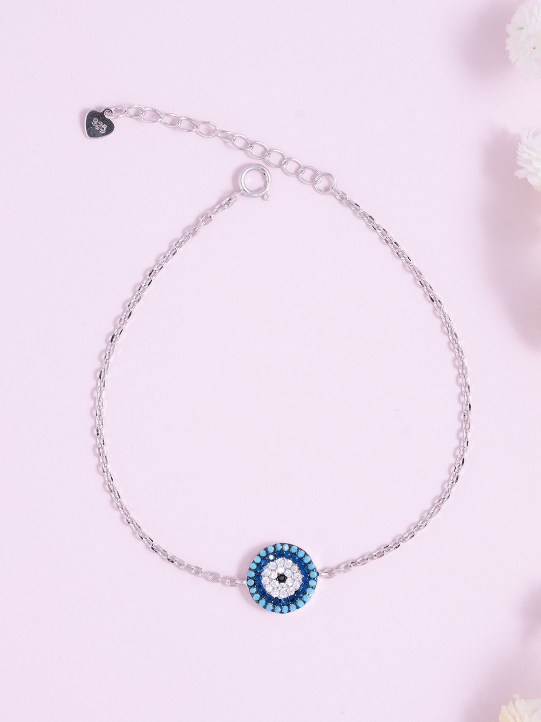 

GLYTERS Women Sterling Silver Rhodium-Plated Link Bracelet