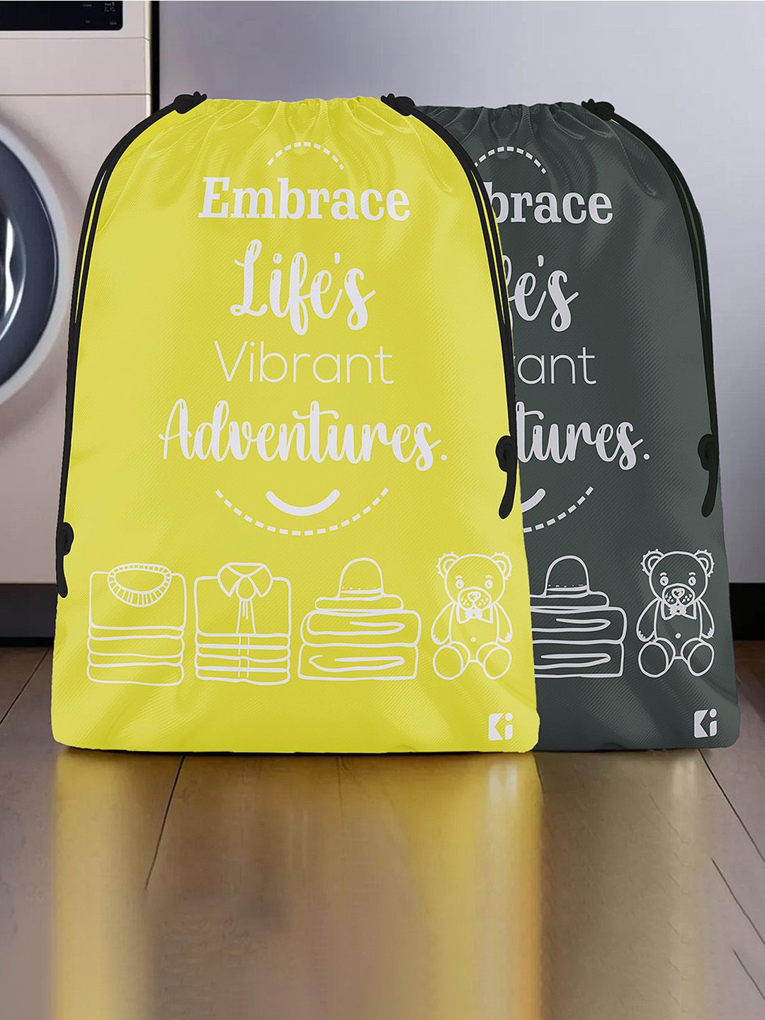 

Kuber Industries Yellow & Grey 2 Pieces Printed Regular Multi-Utility Organisers