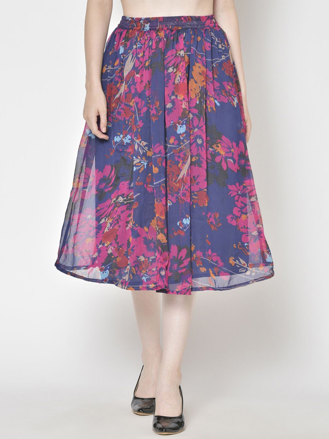 

Moda Rapido Printed Flared Midi Skirts, Blue