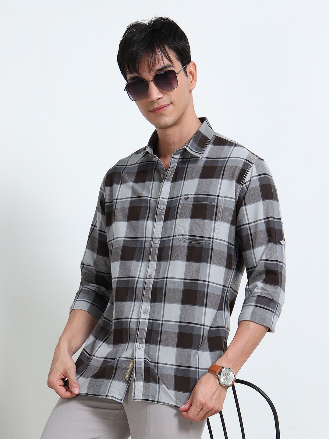 

RIGS AND RAGS Men Standard Tartan Checks Opaque Checked Casual Shirt, Green