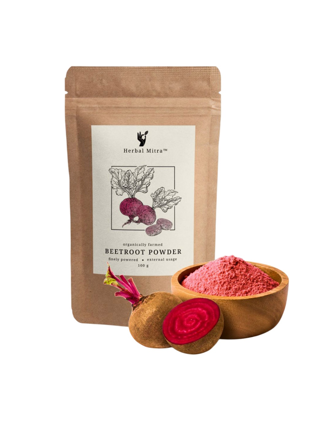 

Herbal Mitra Natural & Pure Beetroot Powder For Glowing Skin - 100 g, Brown
