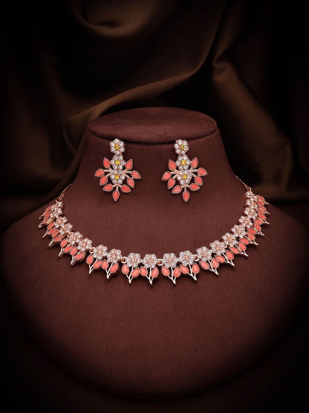 

Lyriss Gold-Plated American Diamond Studded Necklace And Earrings