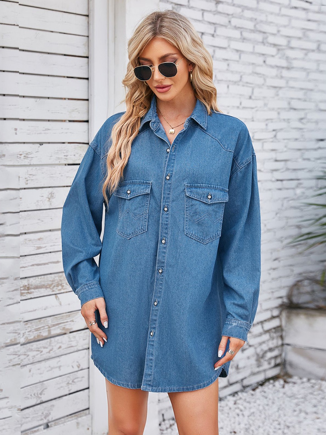 

StyleCast Women Opaque Casual Shirt, Blue