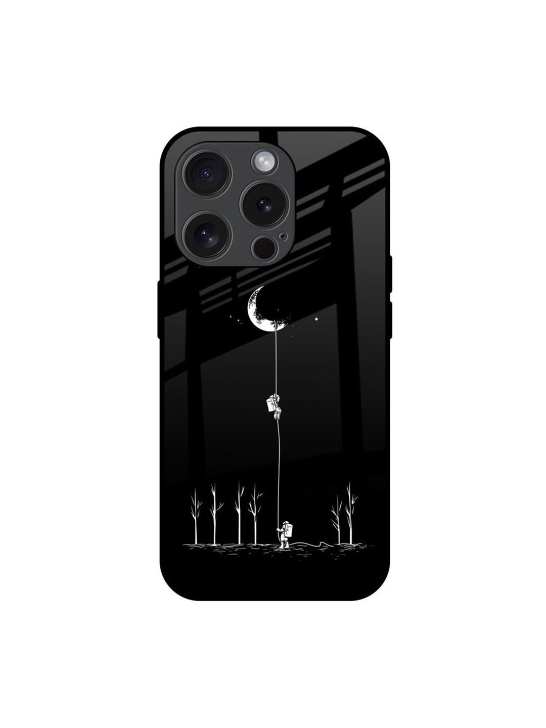 

QRIOH Quirky Printed iPhone 15 Pro Back Case Mobile Accessories, Black