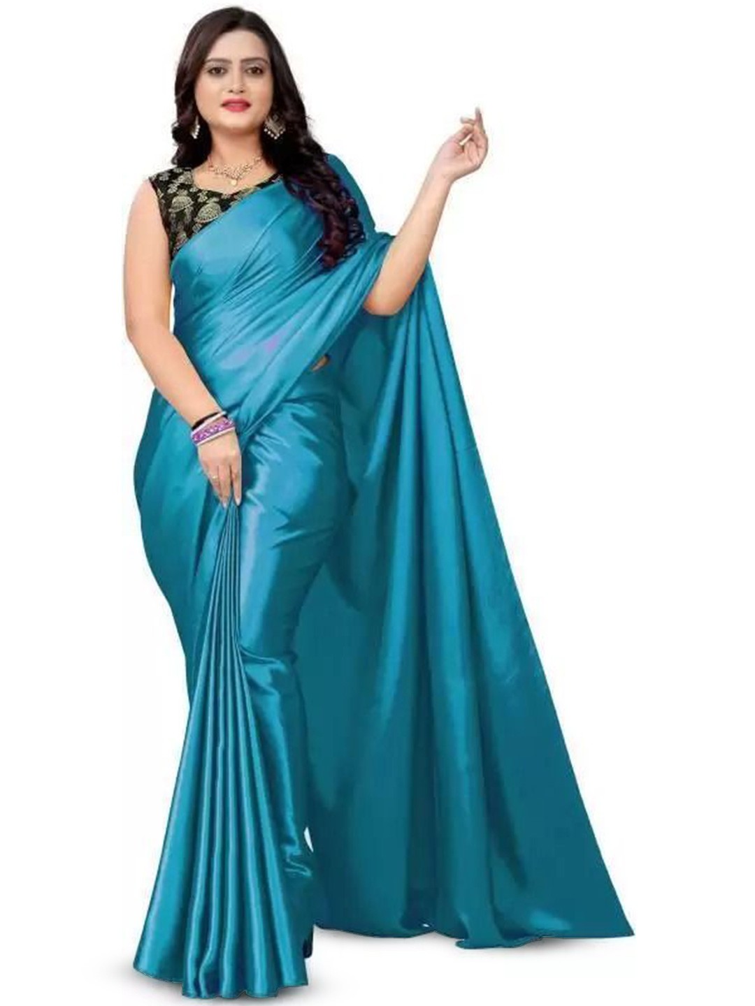 

Florence Satin Saree, Teal