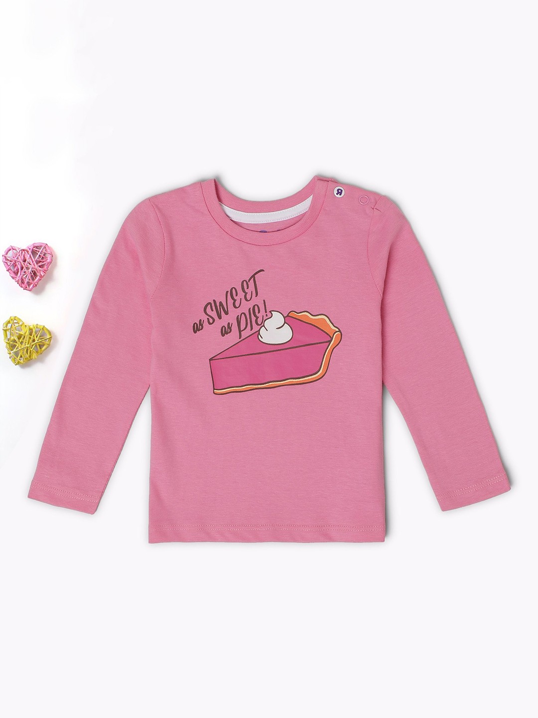 

Babies R Us Girls Graphic Printed Round Neck Cotton T-shirt, Pink