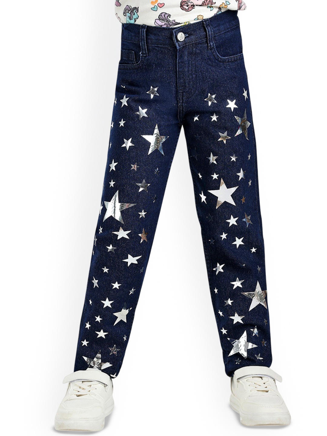 

ARIAS By LARA DUTTA Girls Slim Fit High-Rise Printed Jeans, Navy blue