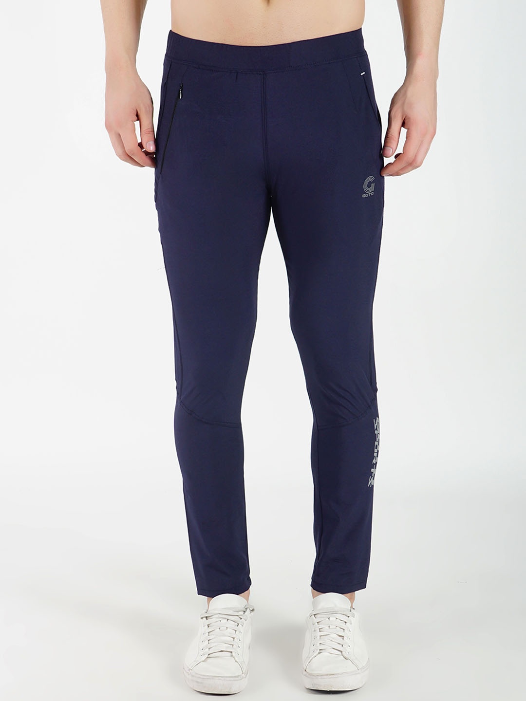 

GOTO Men Printed Track Pants, Navy blue