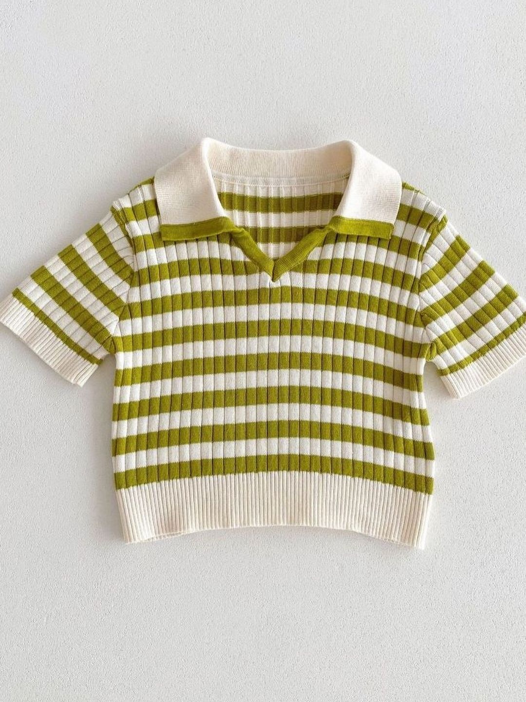 

LULU & SKY Kids Striped Henley Neck T-shirt, Green